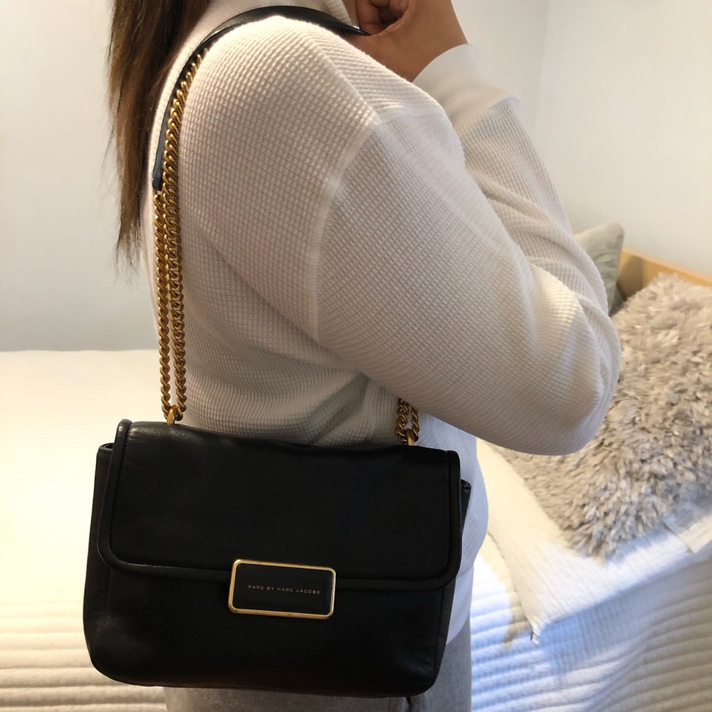 Marc Jacob Black Leather Shoulder/Cross body Bag